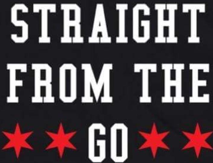 Straight from the Go Logo with black background white letters and red six point stars